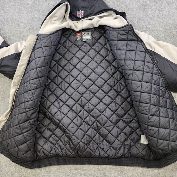 VTG 90s NIKE Las Vegas Raiders Jacket Mens 2XL Quilted Lined NFL Football Hooded - Picture 10 of 14